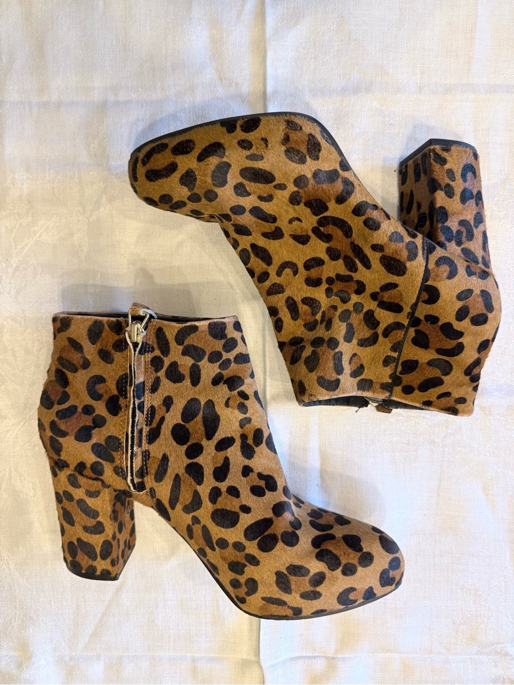 TOPSHOP Miles' Genuine Calf Hair Leopard Print Booties brown/black EU39 USA 9